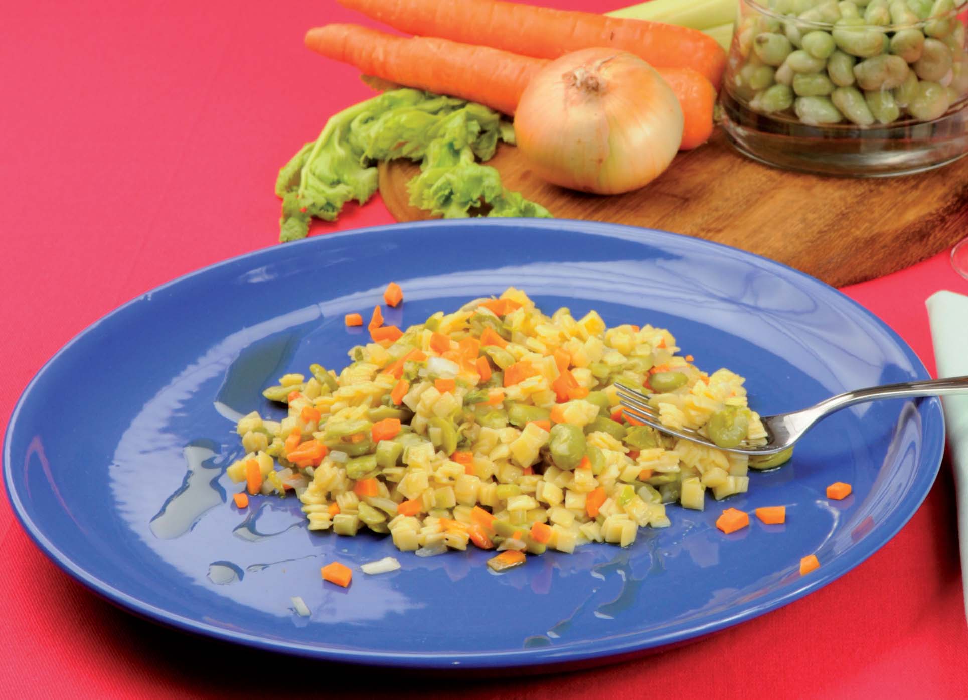 Squares with fresh broad beans